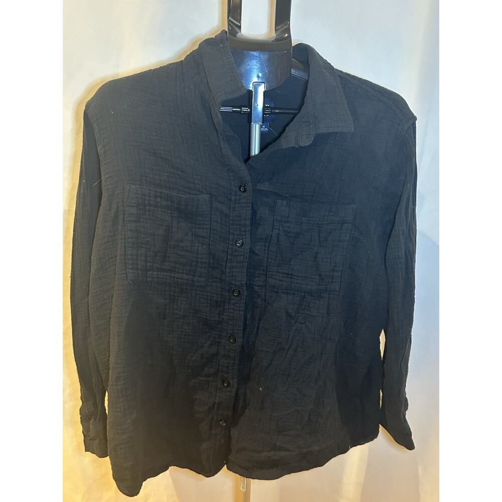 Gap Black 100% Cotton Button Down Shirt Women's size M
